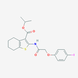 molecular formula C20H22INO4S B331164 Isopropyl 2-{[(4-iodophenoxy)acetyl]amino}-4,5,6,7-tetrahydro-1-benzothiophene-3-carboxylate 