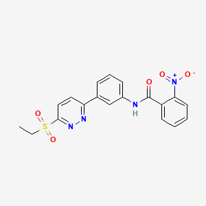 molecular formula C19H16N4O5S B3311648 N-(3-(6-(ethylsulfonyl)pyridazin-3-yl)phenyl)-2-nitrobenzamide CAS No. 946272-33-9