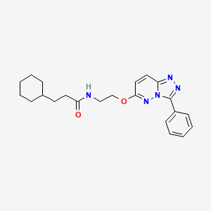 molecular formula C22H27N5O2 B3311663 3-cyclohexyl-N-(2-((3-phenyl-[1,2,4]triazolo[4,3-b]pyridazin-6-yl)oxy)ethyl)propanamide CAS No. 946272-66-8