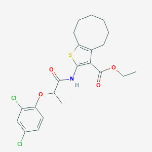 molecular formula C22H25Cl2NO4S B331167 Ethyl 2-{[2-(2,4-dichlorophenoxy)propanoyl]amino}-4,5,6,7,8,9-hexahydrocycloocta[b]thiophene-3-carboxylate 