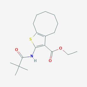 molecular formula C18H27NO3S B331172 Ethyl 2-[(2,2-dimethylpropanoyl)amino]-4,5,6,7,8,9-hexahydrocycloocta[b]thiophene-3-carboxylate 