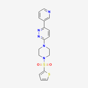 molecular formula C17H17N5O2S2 B3311733 3-(Pyridin-3-yl)-6-(4-(thiophen-2-ylsulfonyl)piperazin-1-yl)pyridazine CAS No. 946274-34-6