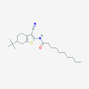 molecular formula C23H36N2OS B331179 N-(6-tert-butyl-3-cyano-4,5,6,7-tetrahydro-1-benzothiophen-2-yl)decanamide 