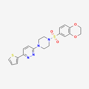molecular formula C20H20N4O4S2 B3311806 3-(4-((2,3-Dihydrobenzo[b][1,4]dioxin-6-yl)sulfonyl)piperazin-1-yl)-6-(thiophen-2-yl)pyridazine CAS No. 946274-94-8