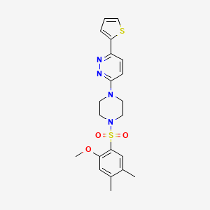 molecular formula C21H24N4O3S2 B3311809 3-(4-((2-Methoxy-4,5-dimethylphenyl)sulfonyl)piperazin-1-yl)-6-(thiophen-2-yl)pyridazine CAS No. 946275-06-5