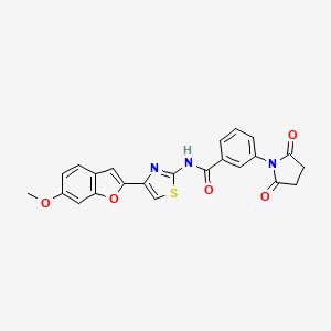 molecular formula C23H17N3O5S B3311824 3-(2,5-dioxopyrrolidin-1-yl)-N-(4-(6-methoxybenzofuran-2-yl)thiazol-2-yl)benzamide CAS No. 946275-17-8