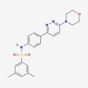 molecular formula C22H24N4O3S B3311832 3,5-dimethyl-N-(4-(6-morpholinopyridazin-3-yl)phenyl)benzenesulfonamide CAS No. 946275-19-0