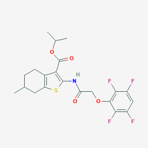 molecular formula C21H21F4NO4S B331184 Isopropyl 6-methyl-2-{[(2,3,5,6-tetrafluorophenoxy)acetyl]amino}-4,5,6,7-tetrahydro-1-benzothiophene-3-carboxylate 