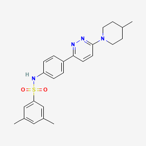 3,5-dimethyl-N-(4-(6-(4-methylpiperidin-1-yl)pyridazin-3-yl)phenyl)benzenesulfonamide