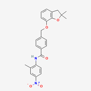 molecular formula C25H24N2O5 B3311863 4-{[(2,2-dimethyl-2,3-dihydro-1-benzofuran-7-yl)oxy]methyl}-N-(2-methyl-4-nitrophenyl)benzamide CAS No. 946275-93-0