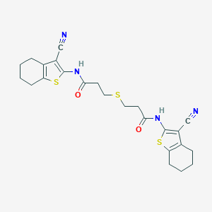 molecular formula C24H26N4O2S3 B331187 N-(3-cyano-4,5,6,7-tetrahydro-1-benzothien-2-yl)-3-({3-[(3-cyano-4,5,6,7-tetrahydro-1-benzothien-2-yl)amino]-3-oxopropyl}sulfanyl)propanamide 