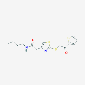 molecular formula C15H18N2O2S3 B3311870 N-butyl-2-(2-((2-oxo-2-(thiophen-2-yl)ethyl)thio)thiazol-4-yl)acetamide CAS No. 946277-19-6