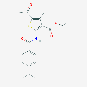 molecular formula C20H23NO4S B331188 Ethyl 5-acetyl-2-[(4-isopropylbenzoyl)amino]-4-methyl-3-thiophenecarboxylate 