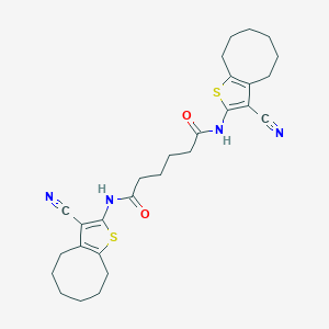 molecular formula C28H34N4O2S2 B331189 N,N'-bis(3-cyano-4,5,6,7,8,9-hexahydrocycloocta[b]thiophen-2-yl)hexanediamide 