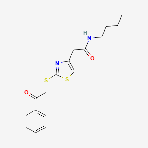 molecular formula C17H20N2O2S2 B3311893 N-butyl-2-(2-((2-oxo-2-phenylethyl)thio)thiazol-4-yl)acetamide CAS No. 946277-37-8