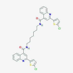 molecular formula C35H30Cl2N4O2S2 B331191 2-(5-chloro-2-thienyl)-N-[7-({[2-(5-chloro-2-thienyl)-4-quinolinyl]carbonyl}amino)heptyl]-4-quinolinecarboxamide 