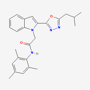 molecular formula C25H28N4O2 B3311923 2-(2-(5-isobutyl-1,3,4-oxadiazol-2-yl)-1H-indol-1-yl)-N-mesitylacetamide CAS No. 946280-02-0