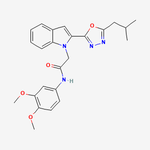 molecular formula C24H26N4O4 B3311940 N-(3,4-dimethoxyphenyl)-2-(2-(5-isobutyl-1,3,4-oxadiazol-2-yl)-1H-indol-1-yl)acetamide CAS No. 946280-22-4