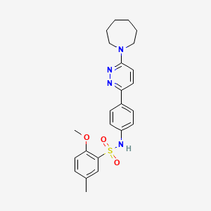 molecular formula C24H28N4O3S B3311999 N-(4-(6-(azepan-1-yl)pyridazin-3-yl)phenyl)-2-methoxy-5-methylbenzenesulfonamide CAS No. 946287-00-9