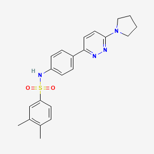 molecular formula C22H24N4O2S B3312004 3,4-dimethyl-N-[4-(6-pyrrolidin-1-ylpyridazin-3-yl)phenyl]benzenesulfonamide CAS No. 946287-16-7