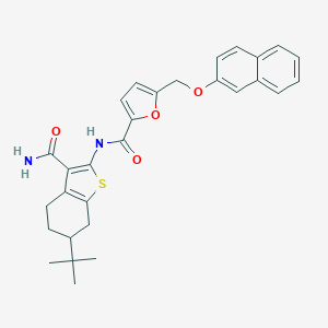 molecular formula C29H30N2O4S B331203 N-(6-tert-butyl-3-carbamoyl-4,5,6,7-tetrahydro-1-benzothiophen-2-yl)-5-[(naphthalen-2-yloxy)methyl]furan-2-carboxamide 