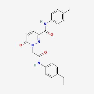 molecular formula C22H22N4O3 B3312042 1-(2-((4-ethylphenyl)amino)-2-oxoethyl)-6-oxo-N-(p-tolyl)-1,6-dihydropyridazine-3-carboxamide CAS No. 946287-72-5