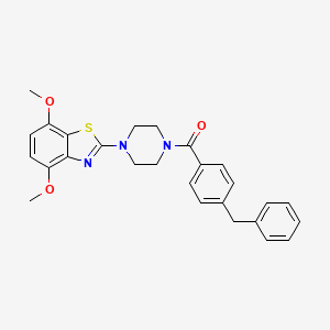 molecular formula C27H27N3O3S B3312063 2-[4-(4-Benzylbenzoyl)piperazin-1-yl]-4,7-dimethoxy-1,3-benzothiazole CAS No. 946289-56-1