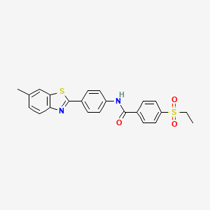 molecular formula C23H20N2O3S2 B3312082 4-(ethylsulfonyl)-N-(4-(6-methylbenzo[d]thiazol-2-yl)phenyl)benzamide CAS No. 946289-74-3