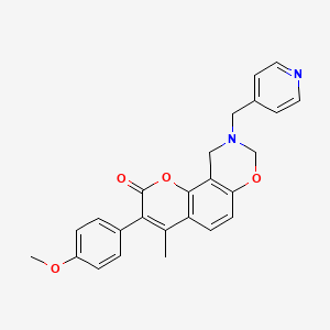 molecular formula C25H22N2O4 B3312107 3-(4-methoxyphenyl)-4-methyl-9-(pyridin-4-ylmethyl)-9,10-dihydrochromeno[8,7-e][1,3]oxazin-2(8H)-one CAS No. 946292-96-2