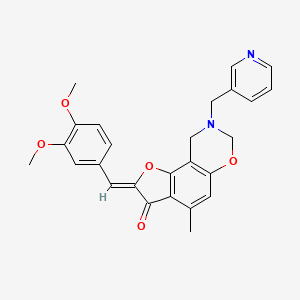 (2Z)-2-(3,4-dimethoxybenzylidene)-4-methyl-8-(pyridin-3-ylmethyl)-8,9-dihydro-7H-furo[2,3-f][1,3]benzoxazin-3(2H)-one