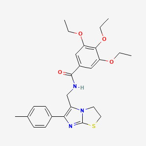 molecular formula C26H31N3O4S B3312127 3,4,5-triethoxy-N-((6-(p-tolyl)-2,3-dihydroimidazo[2,1-b]thiazol-5-yl)methyl)benzamide CAS No. 946294-45-7