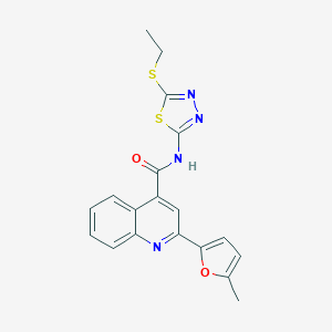 molecular formula C19H16N4O2S2 B331213 N-[5-(ethylsulfanyl)-1,3,4-thiadiazol-2-yl]-2-(5-methylfuran-2-yl)quinoline-4-carboxamide 