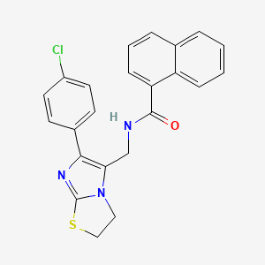 molecular formula C23H18ClN3OS B3312134 N-((6-(4-chlorophenyl)-2,3-dihydroimidazo[2,1-b]thiazol-5-yl)methyl)-1-naphthamide CAS No. 946295-31-4