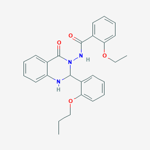 molecular formula C26H27N3O4 B331214 2-ethoxy-N-(4-oxo-2-(2-propoxyphenyl)-1,4-dihydro-3(2H)-quinazolinyl)benzamide 