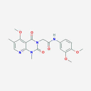 molecular formula C20H22N4O6 B3312158 N-(3,4-dimethoxyphenyl)-2-(5-methoxy-1,6-dimethyl-2,4-dioxo-1,2-dihydropyrido[2,3-d]pyrimidin-3(4H)-yl)acetamide CAS No. 946298-70-0
