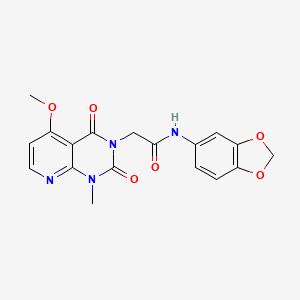 molecular formula C18H16N4O6 B3312163 N-(1,3-benzodioxol-5-yl)-2-[5-methoxy-1-methyl-2,4-dioxo-1,4-dihydropyrido[2,3-d]pyrimidin-3(2H)-yl]acetamide CAS No. 946299-22-5