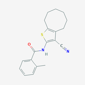molecular formula C19H20N2OS B331217 N-(3-cyano-4,5,6,7,8,9-hexahydrocycloocta[b]thiophen-2-yl)-2-methylbenzamide 