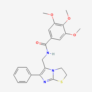 molecular formula C22H23N3O4S B3312193 3,4,5-trimethoxy-N-((6-phenyl-2,3-dihydroimidazo[2,1-b]thiazol-5-yl)methyl)benzamide CAS No. 946300-69-2