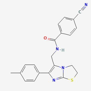 molecular formula C21H18N4OS B3312206 4-cyano-N-((6-(p-tolyl)-2,3-dihydroimidazo[2,1-b]thiazol-5-yl)methyl)benzamide CAS No. 946301-20-8