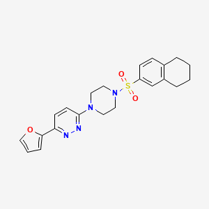 molecular formula C22H24N4O3S B3312241 3-(Furan-2-yl)-6-(4-((5,6,7,8-tetrahydronaphthalen-2-yl)sulfonyl)piperazin-1-yl)pyridazine CAS No. 946305-08-4