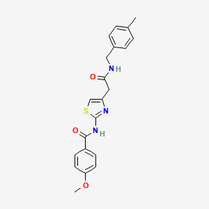 molecular formula C21H21N3O3S B3312247 4-methoxy-N-(4-(2-((4-methylbenzyl)amino)-2-oxoethyl)thiazol-2-yl)benzamide CAS No. 946305-22-2