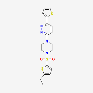 molecular formula C18H20N4O2S3 B3312271 3-(4-((5-Ethylthiophen-2-yl)sulfonyl)piperazin-1-yl)-6-(thiophen-2-yl)pyridazine CAS No. 946305-39-1