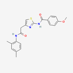 molecular formula C21H21N3O3S B3312279 N-(4-(2-((2,4-dimethylphenyl)amino)-2-oxoethyl)thiazol-2-yl)-4-methoxybenzamide CAS No. 946305-43-7