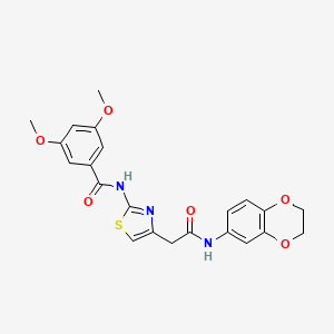 molecular formula C22H21N3O6S B3312306 N-(4-(2-((2,3-dihydrobenzo[b][1,4]dioxin-6-yl)amino)-2-oxoethyl)thiazol-2-yl)-3,5-dimethoxybenzamide CAS No. 946305-78-8