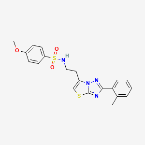 molecular formula C20H20N4O3S2 B3312318 4-methoxy-N-(2-(2-(o-tolyl)thiazolo[3,2-b][1,2,4]triazol-6-yl)ethyl)benzenesulfonamide CAS No. 946306-00-9