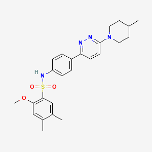 molecular formula C25H30N4O3S B3312348 2-methoxy-4,5-dimethyl-N-(4-(6-(4-methylpiperidin-1-yl)pyridazin-3-yl)phenyl)benzenesulfonamide CAS No. 946307-23-9