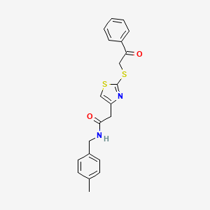 molecular formula C21H20N2O2S2 B3312364 N-(4-methylbenzyl)-2-(2-((2-oxo-2-phenylethyl)thio)thiazol-4-yl)acetamide CAS No. 946307-75-1