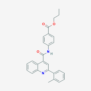 molecular formula C27H24N2O3 B331238 Propyl 4-({[2-(2-methylphenyl)-4-quinolinyl]carbonyl}amino)benzoate 