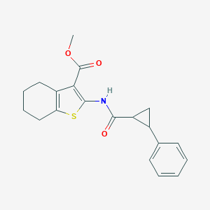 molecular formula C20H21NO3S B331240 Methyl 2-{[(2-phenylcyclopropyl)carbonyl]amino}-4,5,6,7-tetrahydro-1-benzothiophene-3-carboxylate 