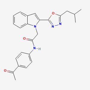 molecular formula C24H24N4O3 B3312403 N-(4-acetylphenyl)-2-(2-(5-isobutyl-1,3,4-oxadiazol-2-yl)-1H-indol-1-yl)acetamide CAS No. 946311-32-6